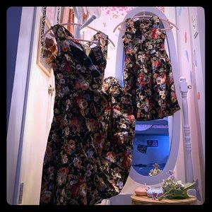 Mini Lindy black floral gown